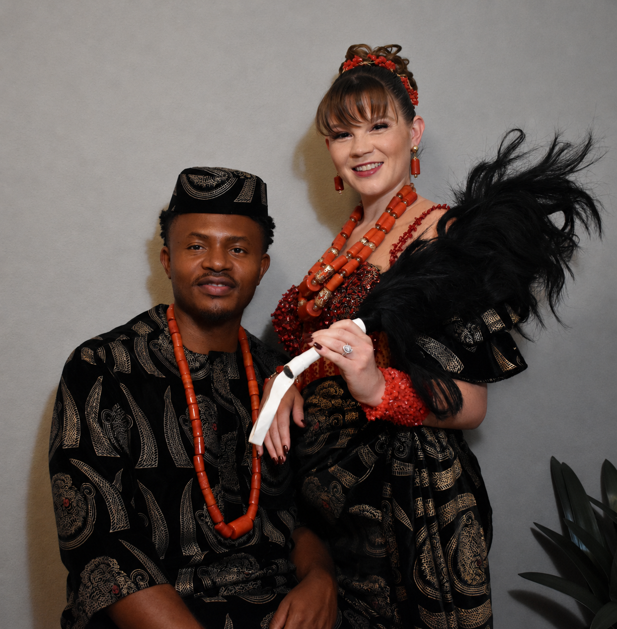 Portrait of Tiffany and Ekene in traditional attire