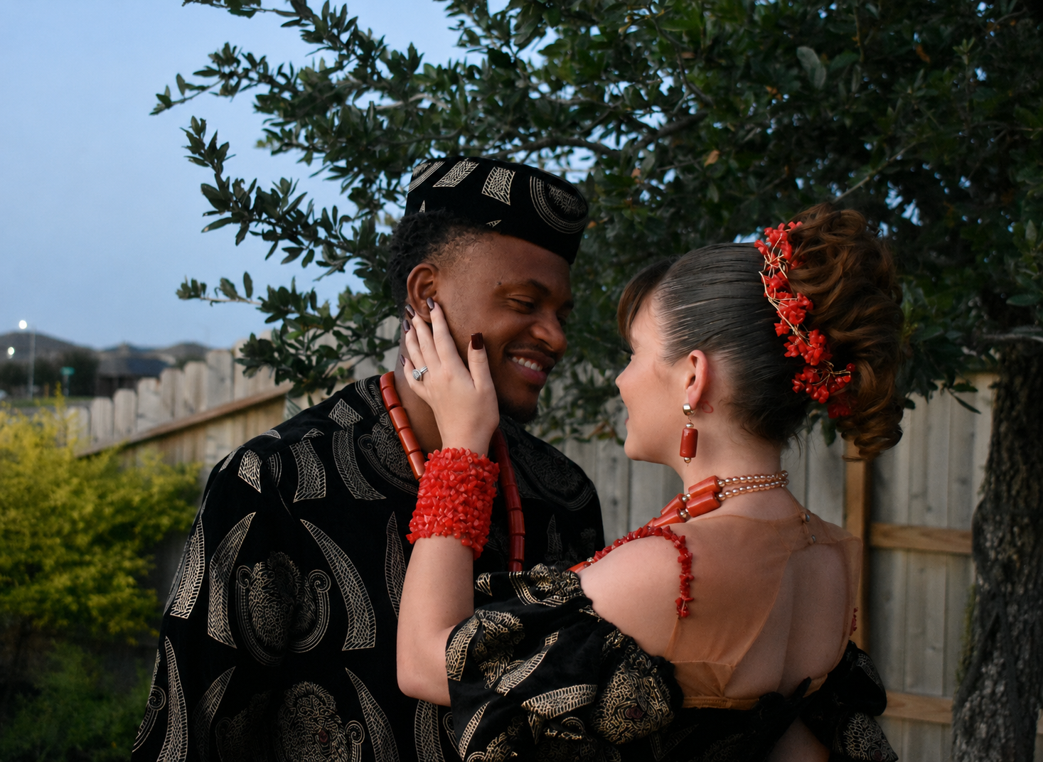 Tiffany and Ekene in traditional attire
